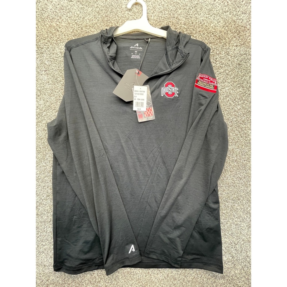 Antigua Tidy QZ Hoodie Men M Black NEW Ohio State Wrigley Field